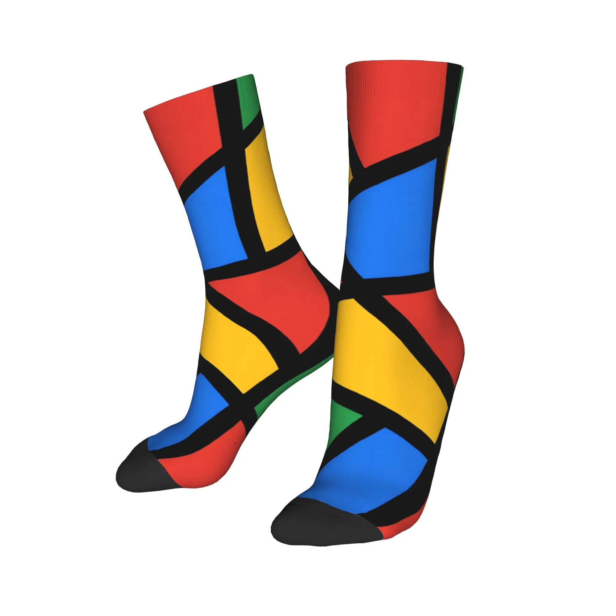 Men Socks Stained Glass Abstract  Stockings Autumn Funny Soft Socks Design Running Anti Slip Socks