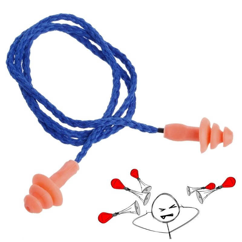 Reusable Silicone Earplugs with String Soft for Sleep Snoring Driving