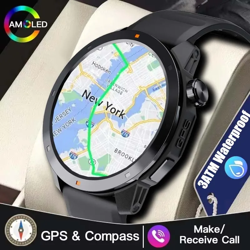 

New For Huawei GPS positioning Men Smart Watch 2024 Compass Bluetooth Call IP68 5ATM Waterproof 100+ Sports Track Smart Watch