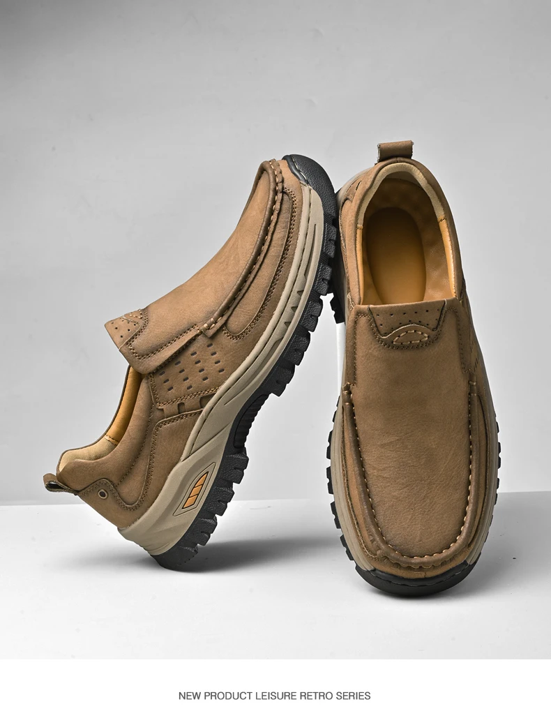 Marke Männer Schuhe Hohe Qualität Aus Echtem Leder männer Casual Schuhe Slip Auf Komfort Business Mann Wohnungen Schuhe Outdoor Männer arbeit Schuhe – Detail 10