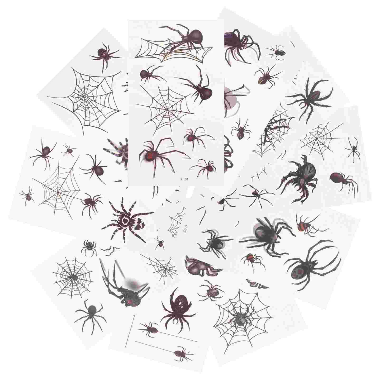 20 Sheets Spider Tattoo Sticker Web Tattoos Stickers Temporary Prom Cobweb Transfer Face