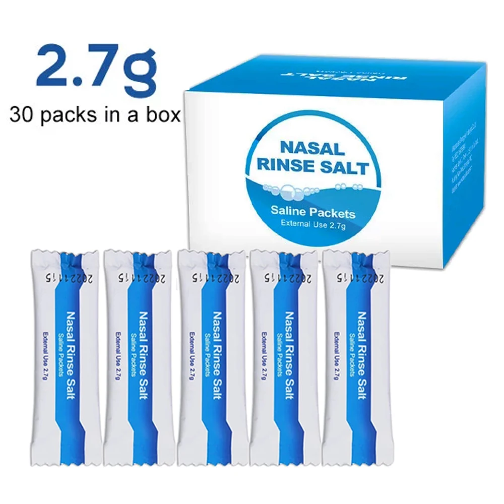 알레르기 완화용 코 세척 소금, 코 세척제, 린스 관수기, 부비동염 네티 냄비, 성인 어린이 건강 관리, 2.7g