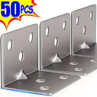 50/10x Stainless Steel Corner Brackets Universal for Cabinets Drawers Windows Wood Furniture 90 Degree Right Angle Fixed Bracket