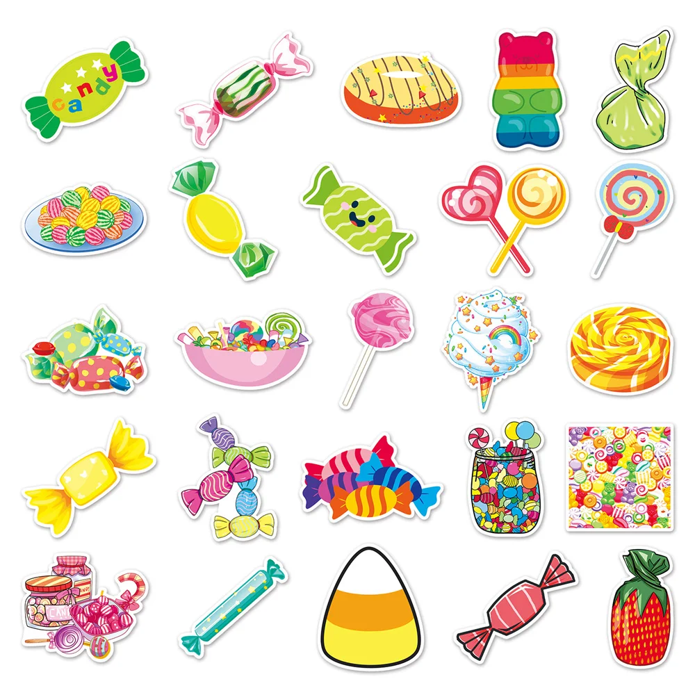 50pcs Colorful Candy Lollipop Stickers For Phone Guitar Craft Supplies Scrapbooking Material Stationery Kids Sticker Adesivos