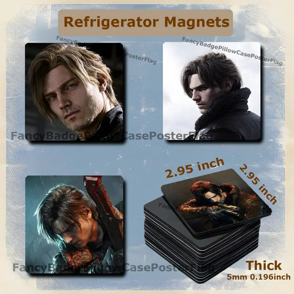 L-Leon Kennedy Resident Evil 9 RE9 75mm Refrigerator Magnet Magnetic Ins Style Home Decoration Gift Personalized Magnetic