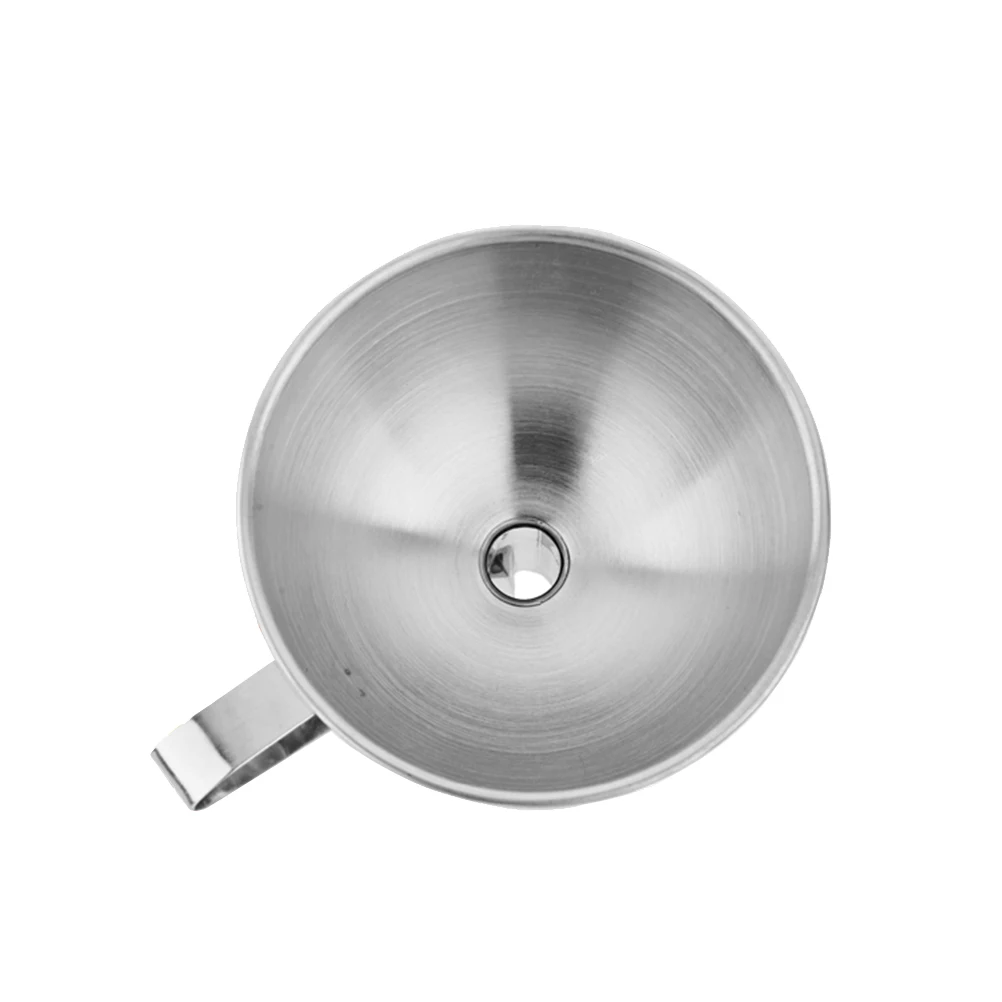 

2pcs Stainless Steel Funnel 9Cm Oil Liquor Transfer Tool Kitchen Household Wall Mounted Handle For Cooking Wine Storage