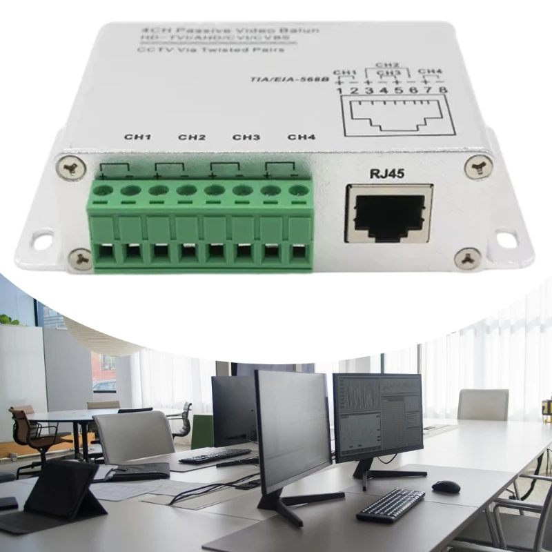 M17B 4-Kanal-Passiv-Video-Balun für CVI-AHD-Kameras CCTV über Twist-Paare UTP-Video-Balun BNC zu UTP RJ45 4-Kanal-Transceiver