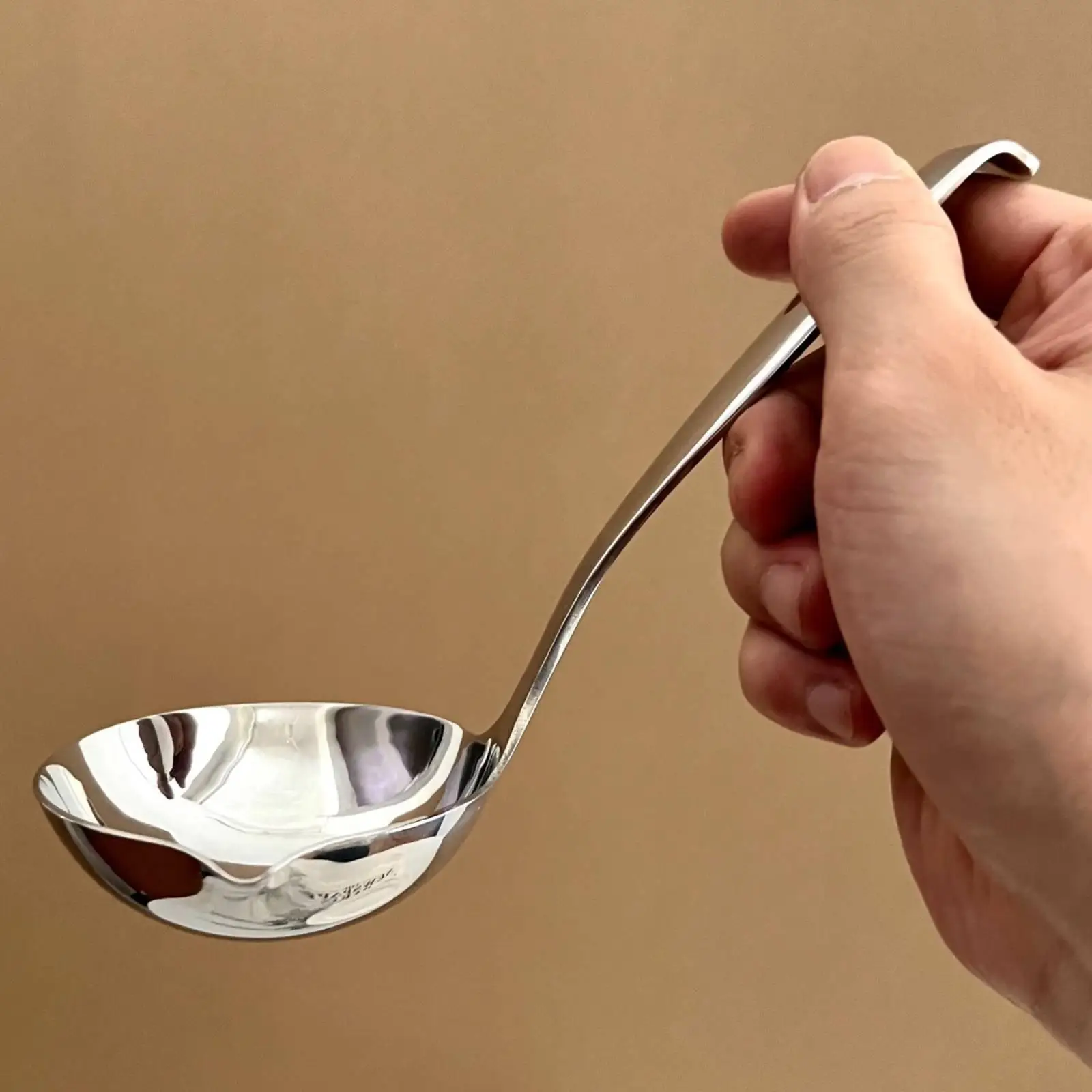 Stainless Steel Ladle Pouring Spout Long Handle Cooking Ladle Metal Kitchen Spoon for Broth