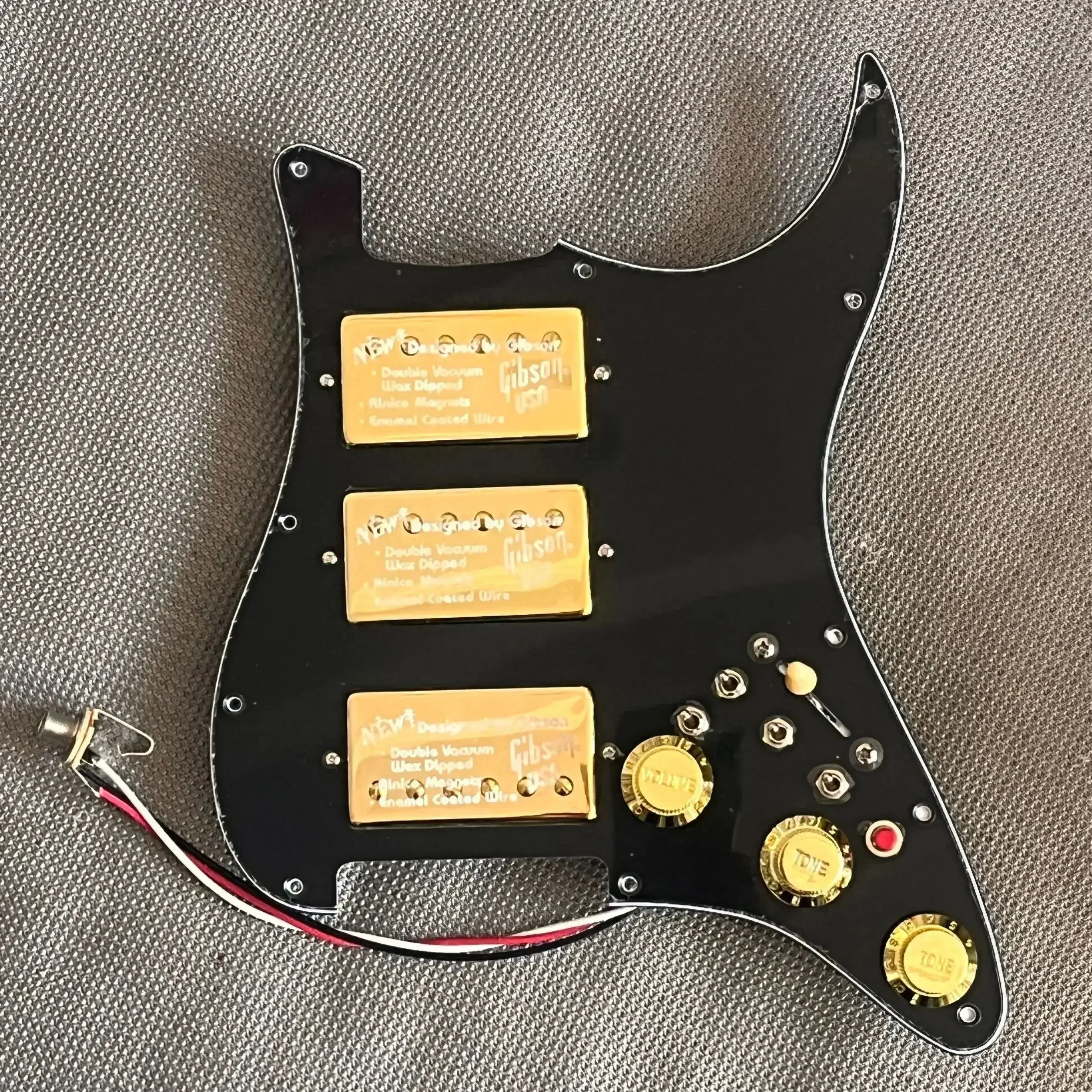 HHH Loaded Guitar St Pickguard Set Gold Alnico 5 Humbucker Pickups Coil Splitting Switch Multi Switch Harnesses For FD ST