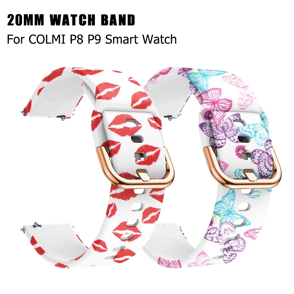 

Fashion printed color silicone strap For COLMI P12 P8 Plus Pro COLMI P10 P9 V31 V23 Pro Smart Watch Band Bracelet