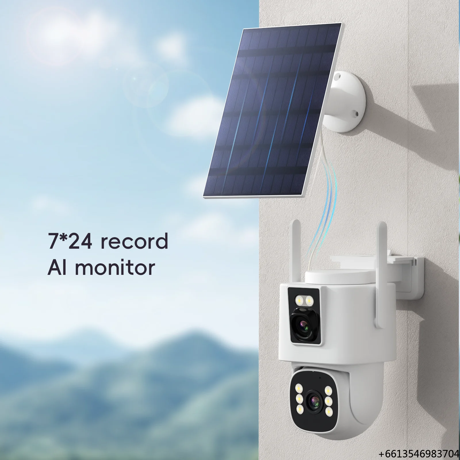 

2.5 K Dual Lens Outdoor Cctv AOV Solar Camera 4g Sim Card Support 7*24 Hours Record AI Motion Detection Free Internet Access