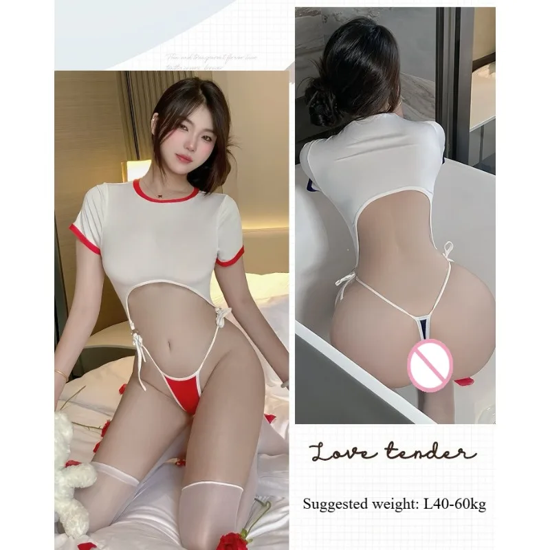 ملابس داخلية مثيرة للنساء رغبة نقية ذات فتحة عالية ملابس جمباز مثيرة مجوفة ملابس رياضية رغبة نقية مجموعة جنسية