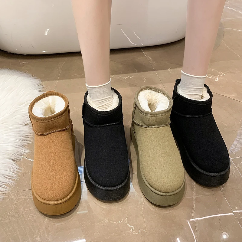 2024 New Classic Thickened Fluff Women\'s Snow Boots Comfortable Warm Ankle Boots Women Winter Ladies Shoes Chunky Botas Mujer