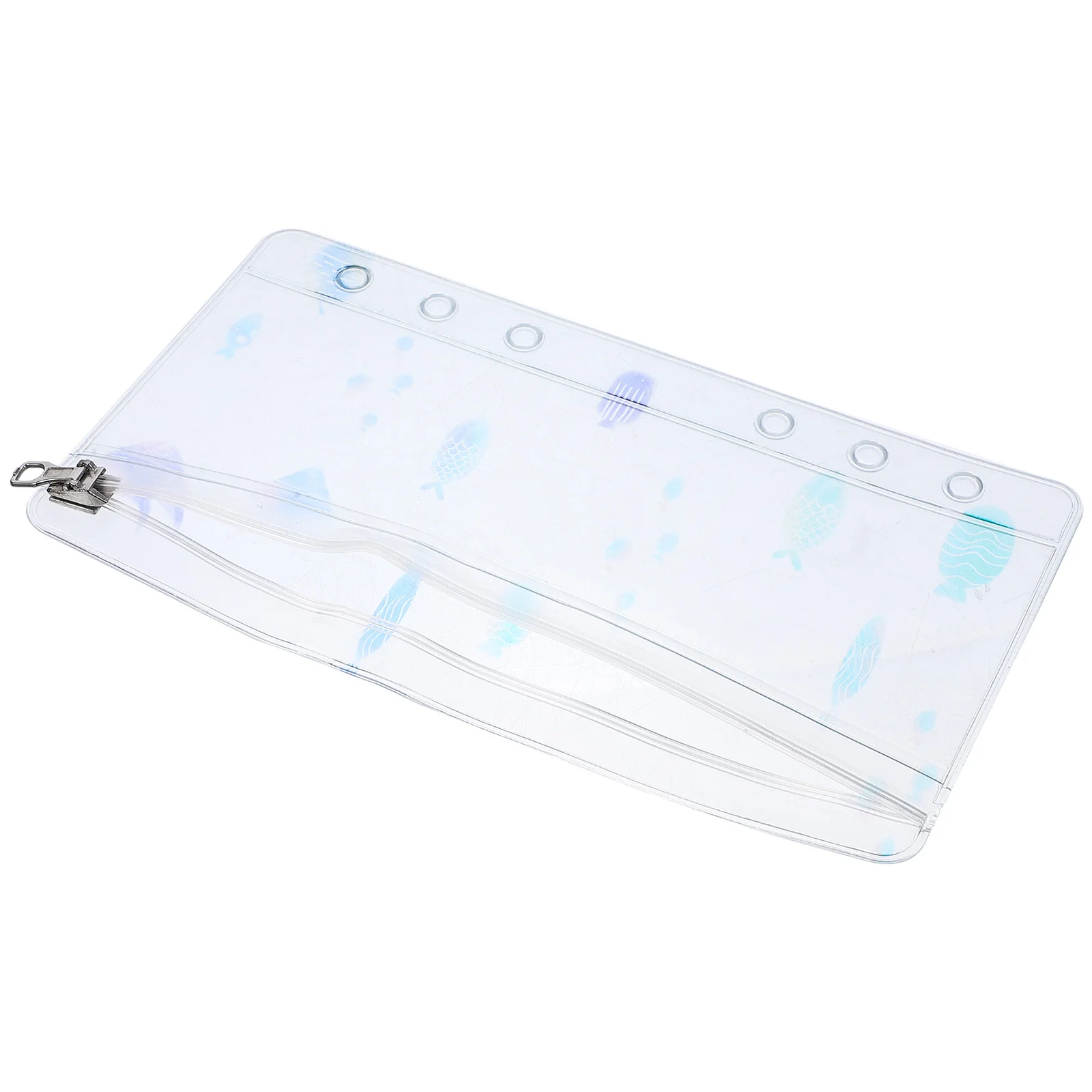 

Binder Zipper Pouch 6-Ring Loose Leaf PVC Storage Bag for Business Cards Stationery Receipts Scrapbooking Small Fish Design