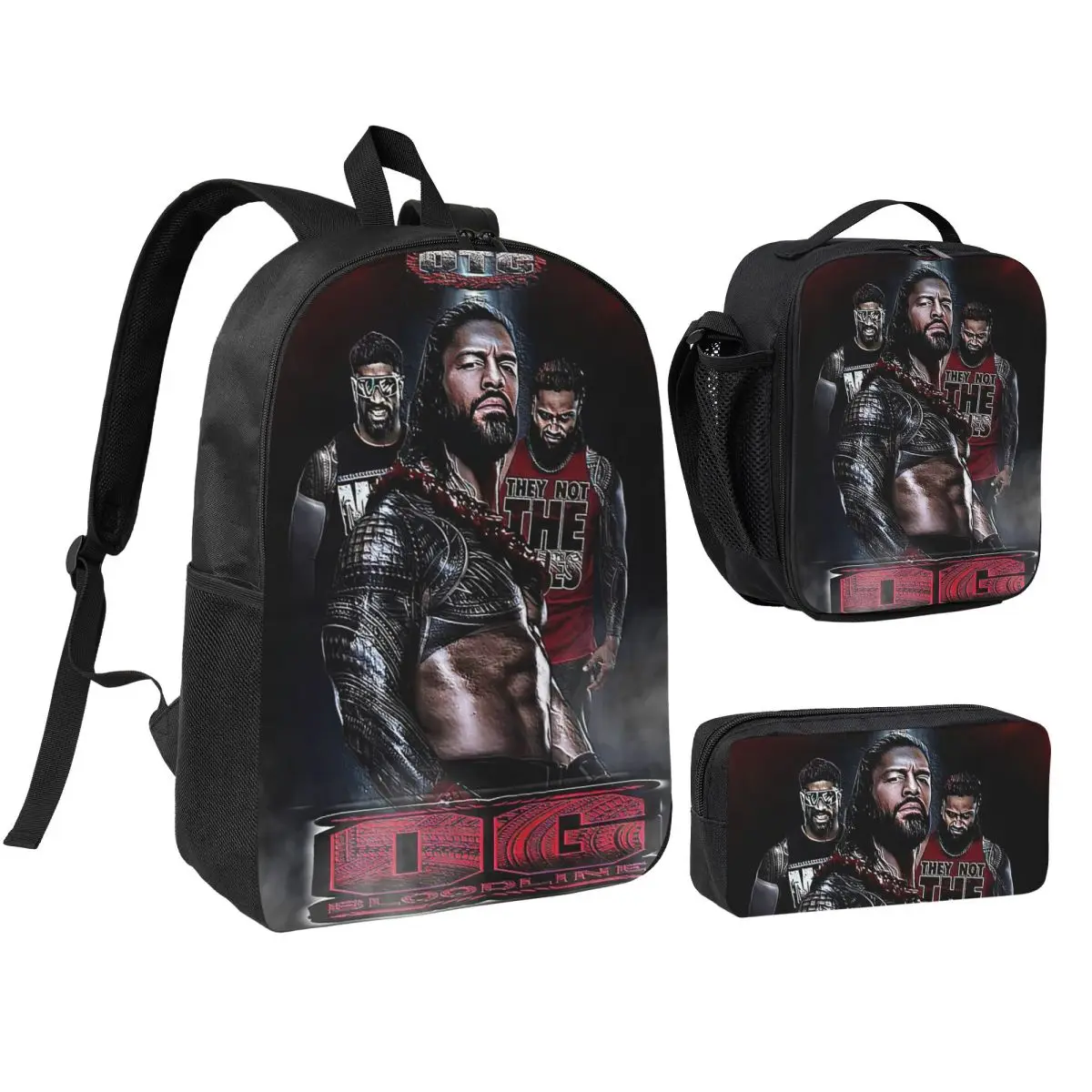 

Wrestler Roman Reigns Wrestling Backpack Student BookBag School Bag Shoulder Bags 3ps Insulated Lunch Bag Pencil Case