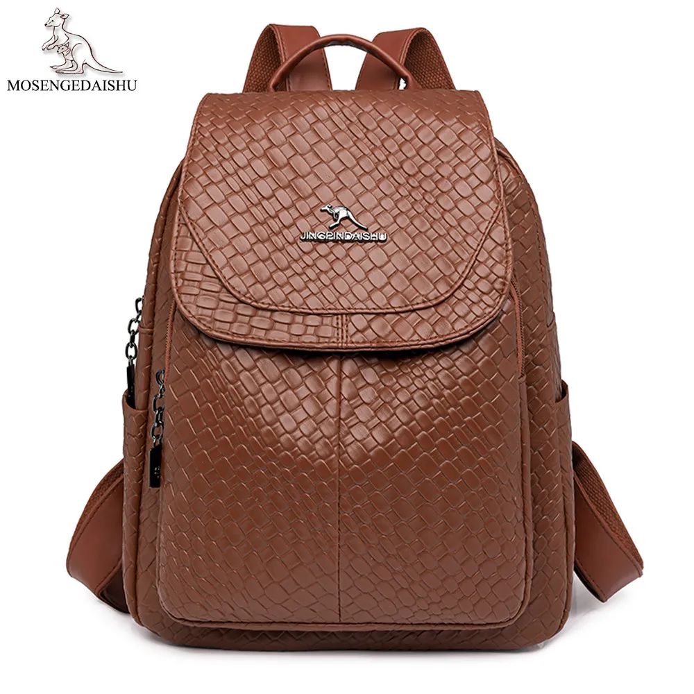 Mochila de diseñador de cuero suave para mujer, bolso de hombro antirrobo de gran capacidad, Estilo Vintage Simple, de alta calidad, novedad de 2024