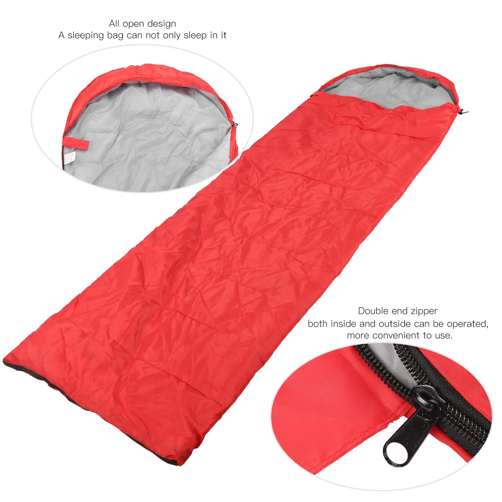 الكبار في الهواء الطلق كيس النوم المغلف مع غطاء محرك السيارة جوفاء القطن ملء للماء نهاية مزدوجة سستة للتخييم المشي لمسافات طويلة الظهر