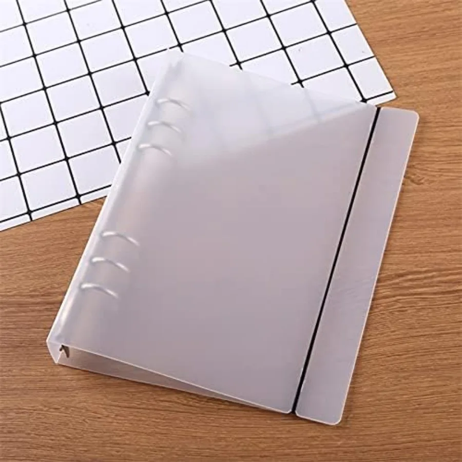 A5 6 Ring Binder Cover Clean Transparent Soft PVC for Refillable Notebook Shell withMatte surfacefotamp and Die Storage