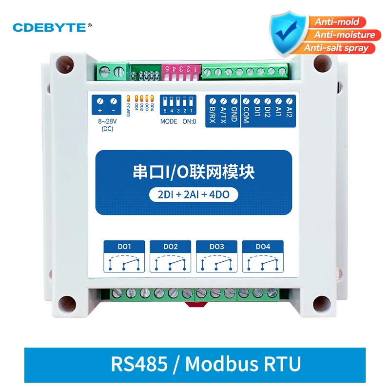 

IOT RS485 MA01-AACX2240 ModBus RTU I/O Network Modules with Serial Port 4 Switch Output 2DI+2AI+4DO Stability Watchdog for PLC