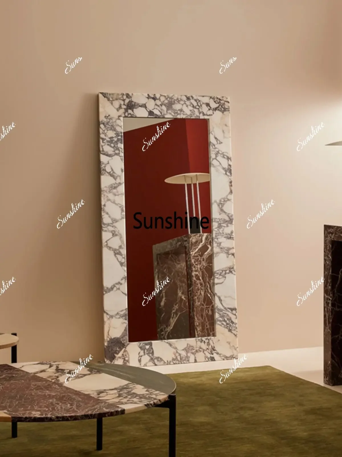 Wabi-sandy full-body mirror floor-to-ceiling square no-punching wall fitting mirrorTJ