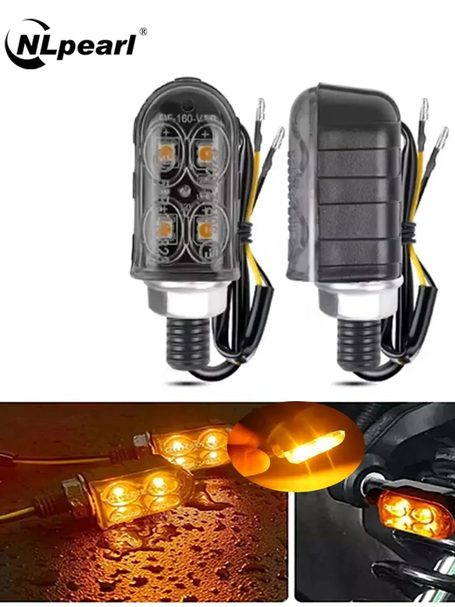 AliExpress 2pcs 8mm Motorcycle Mini LED Turn Signal Lights Amber Flowing Directional Signal Lamp Intermitentes Moto For Street Dirt Bike