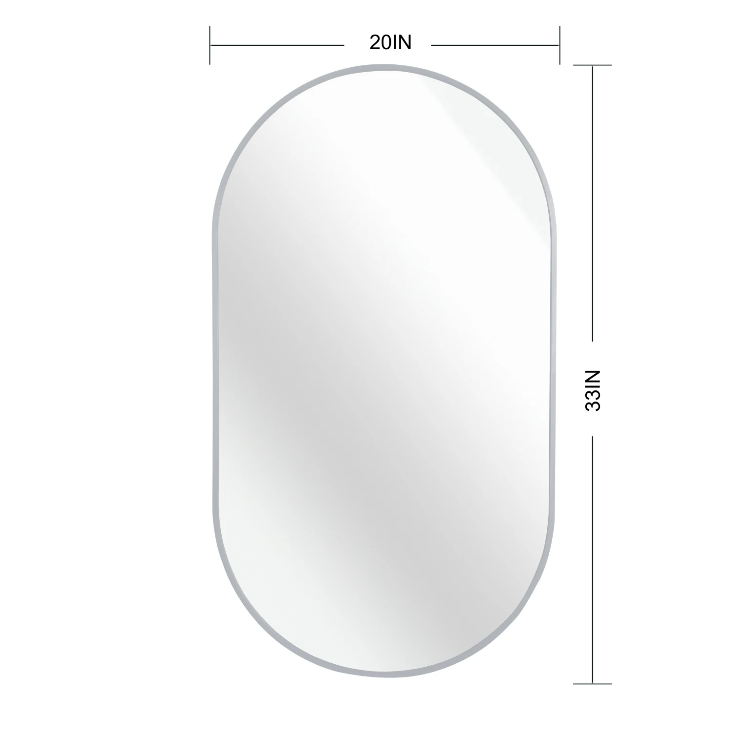 Silver 20 x 33 Inch Metal Oval Mirror