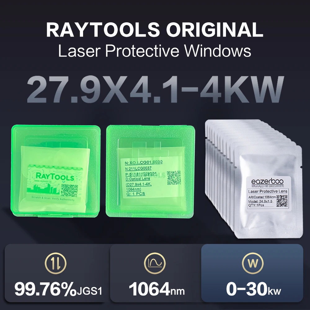 

Защитные линзы Raytools 27.9x4.1, 37x7, 24.9x1.5, 30x5, 18x2. Оригинальные оптические защитные окна Raytools для лазеров BM111, BM110.