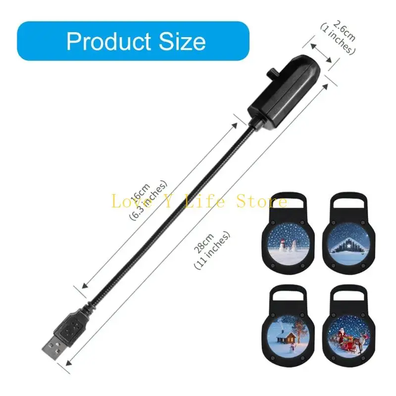 L74C مصباح إسقاط عيد الميلاد الإبداعي مع 4 شرائح للعطلات، مصباح مشروع عيد الميلاد USB لتزيين غرفة النوم وغرفة المعيشة