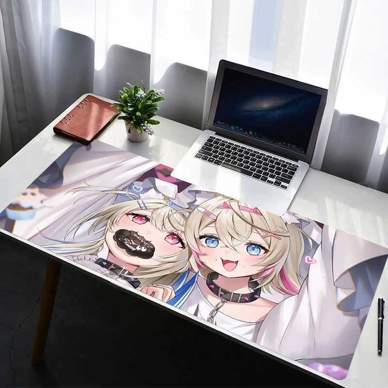 

Gaming Mouse Pad Design Non-slip Rubber Hololive Mococo Fuwawa Abyssgard Sewn Edge Desk Mat Keyboard Pad Gamers Mousepad
