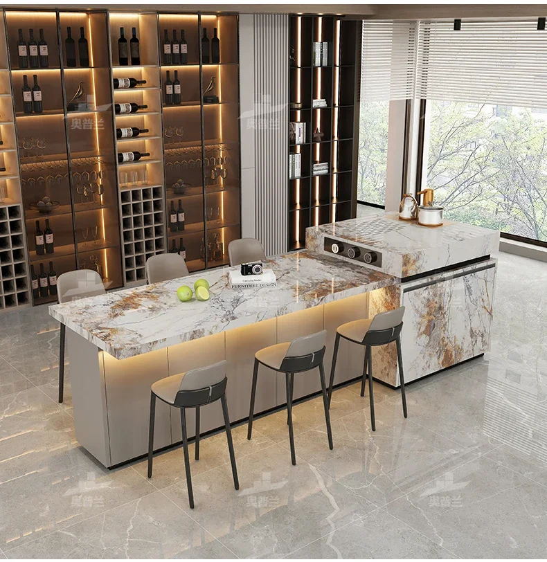 Island table integrated advanced multi-functional guide table household kitchen can be separated moving rock slab fall bar