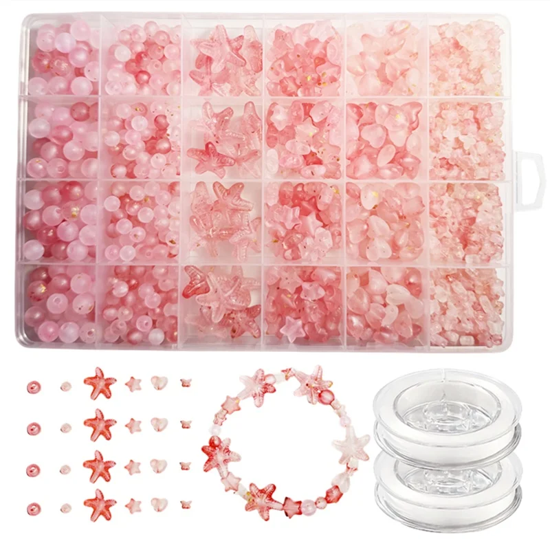 7-19mm825pcs Matte gradient loose gold box, 24 grids, acrylic beads, DIY beads, bracelets, necklaces, decorations. festival gift view 4