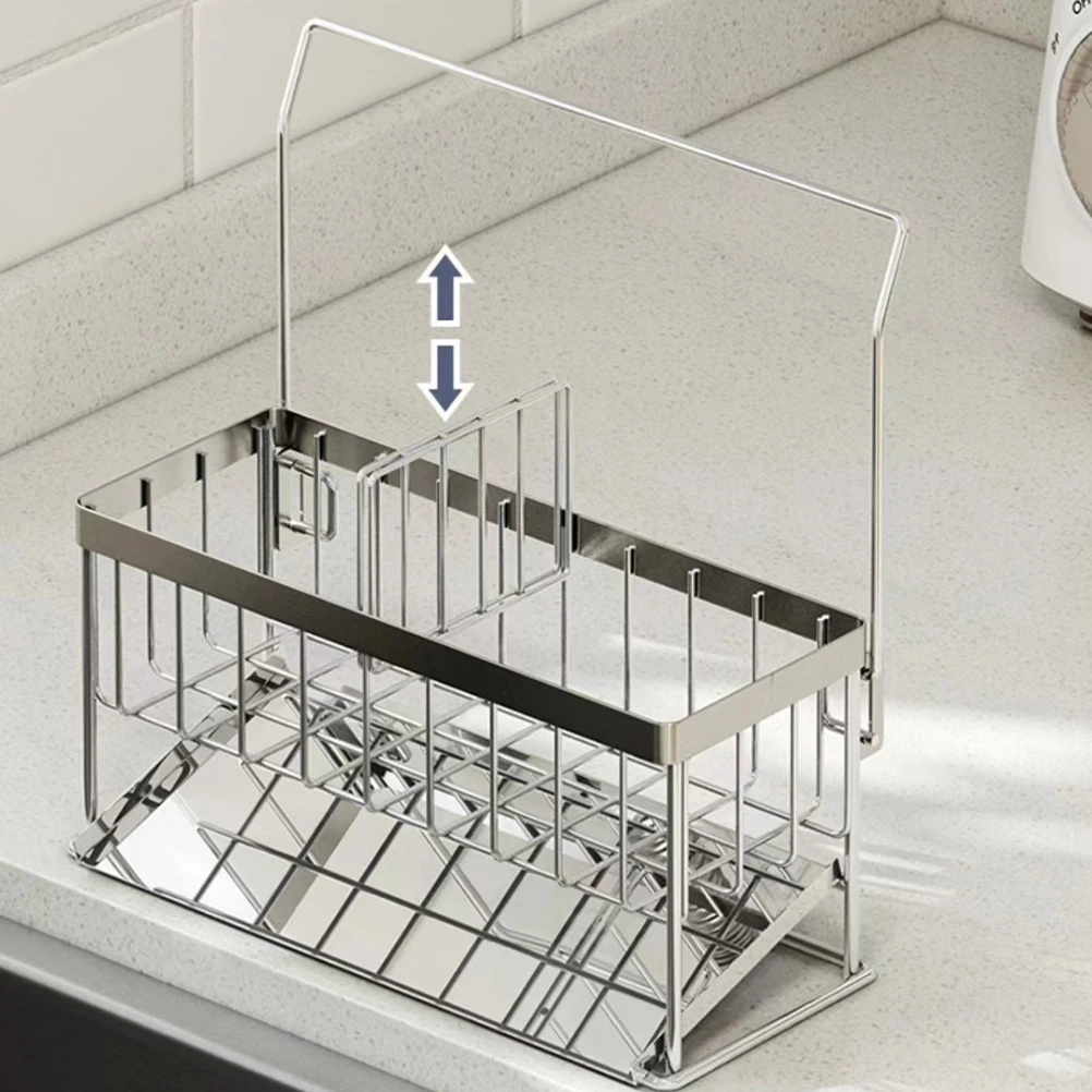 

Sink Sponge Holder Stainless Steel Rust Proof Draining Rack Kitchen Sponge Storage Shelf Sink Countertop Organizer Kitchen