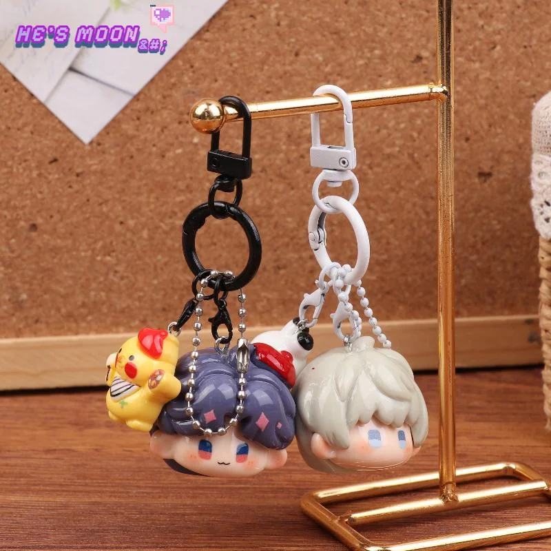 Love And Deepspace Anime  Sylus Rafayel Zayne Xavier Q Version Doll Pendant Keychain Mobile Ornament Backpack Decoration