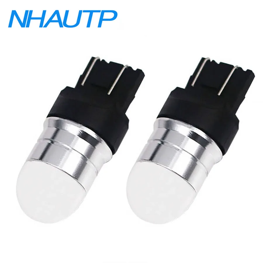 NHAUTP 2Pcs Pure White T20 7443 W21/5W LED Daytime Running Light Bulbs For Lada Vesta Granta DRL Dimensions&DHO 6000K 12-24V