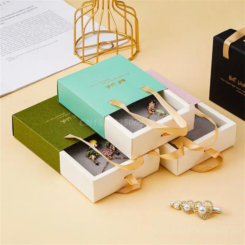 Portable Drawer Gift Box Necklace Stud Ring Display Case Jewelry Packaging Display Carrying Earring Storage Jewelry Box