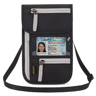 New Waterproof Nylon Travel Anti-theft Document Storage Bag Card Passport bag Neck Wallet Money Document Card Passport Pouch sac