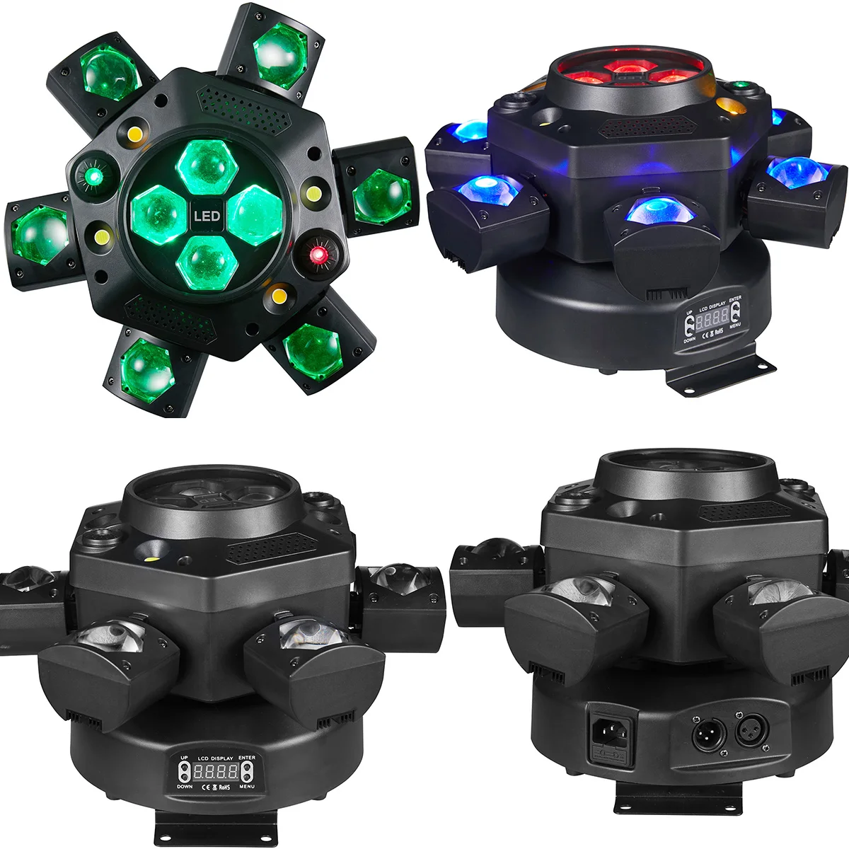 Bee eyes 6 arm laser strobe moving head Effect Six Arm light LED RGBW beads DMX512 for DJ Disco Nightclub Party Club