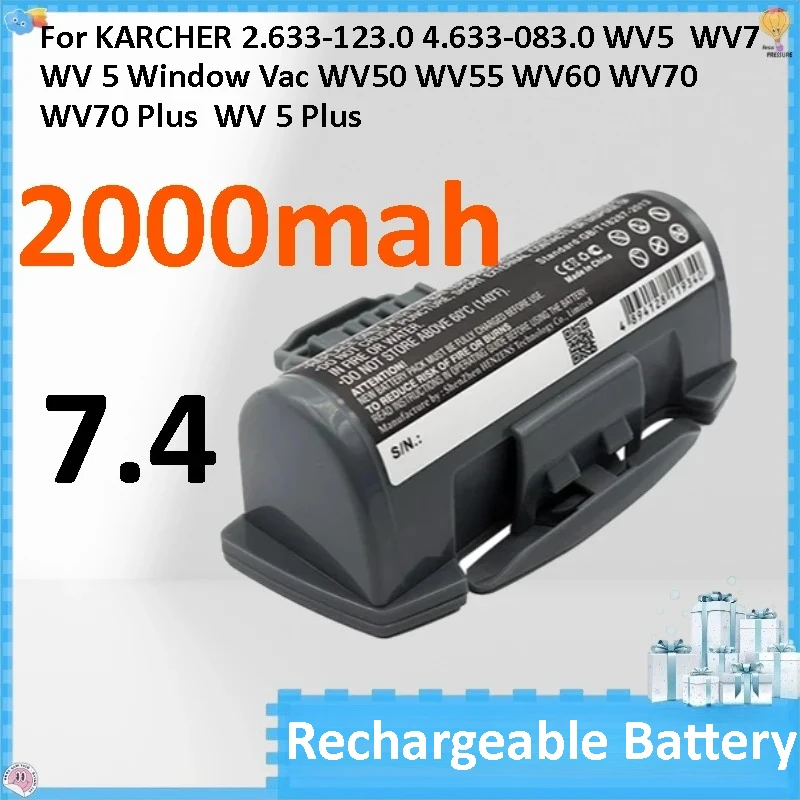 

10 Pcs 2000mAh Battery for KARCHER 2.633-123.0 4.633-083.0 WV5 WV7 WV 5 Window Vac WV50 WV55 WV60 WV70 WV70 Plus WV 5 Plus
