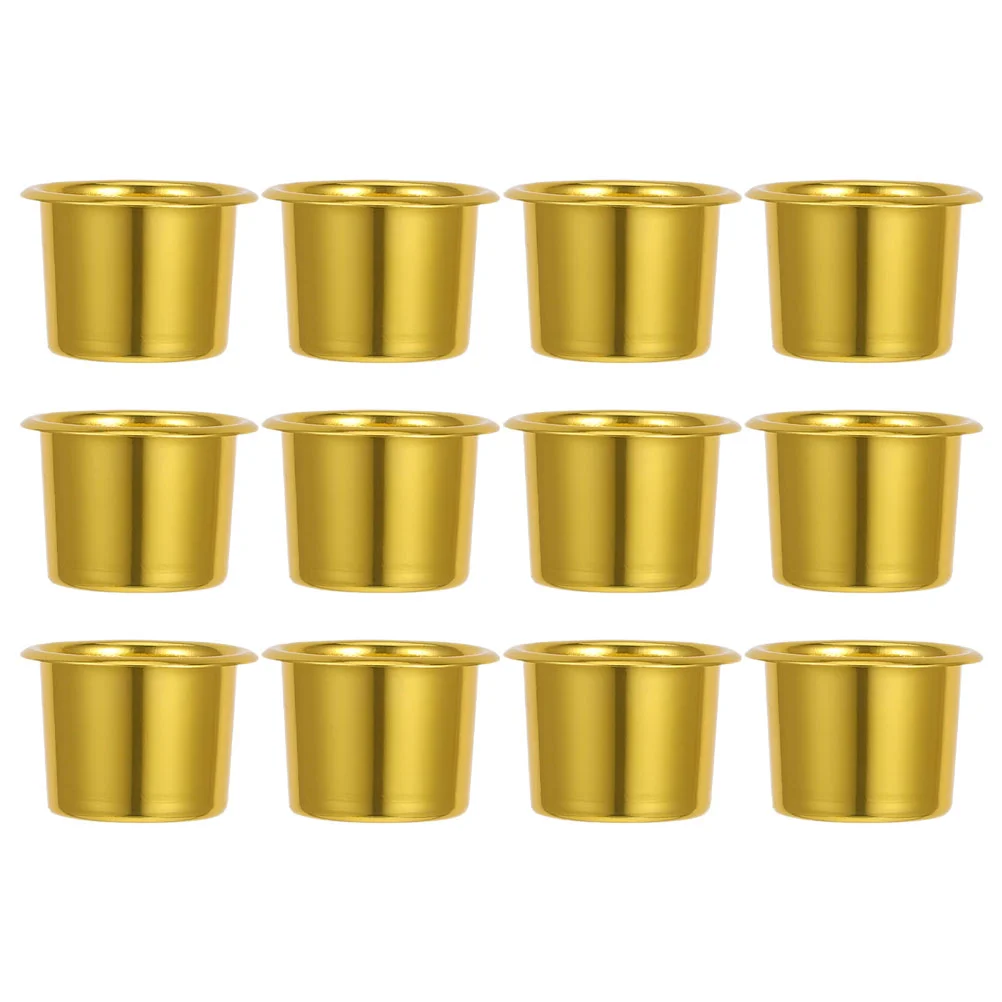 

12 Pcs Holders Candlestick Materials Decorate Christmas Decorations Golden Cups