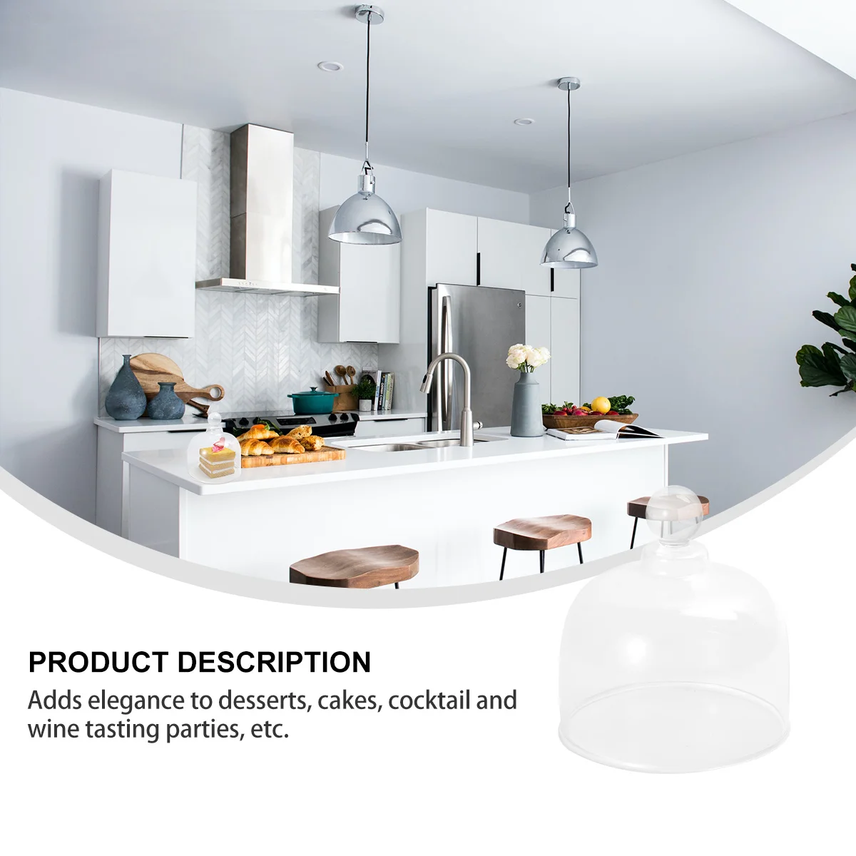 

1Pcs Glass Cover Cake Display Transparent Color Elegant Party Use Easy Clean Portable Micro Landscape Glass Cover