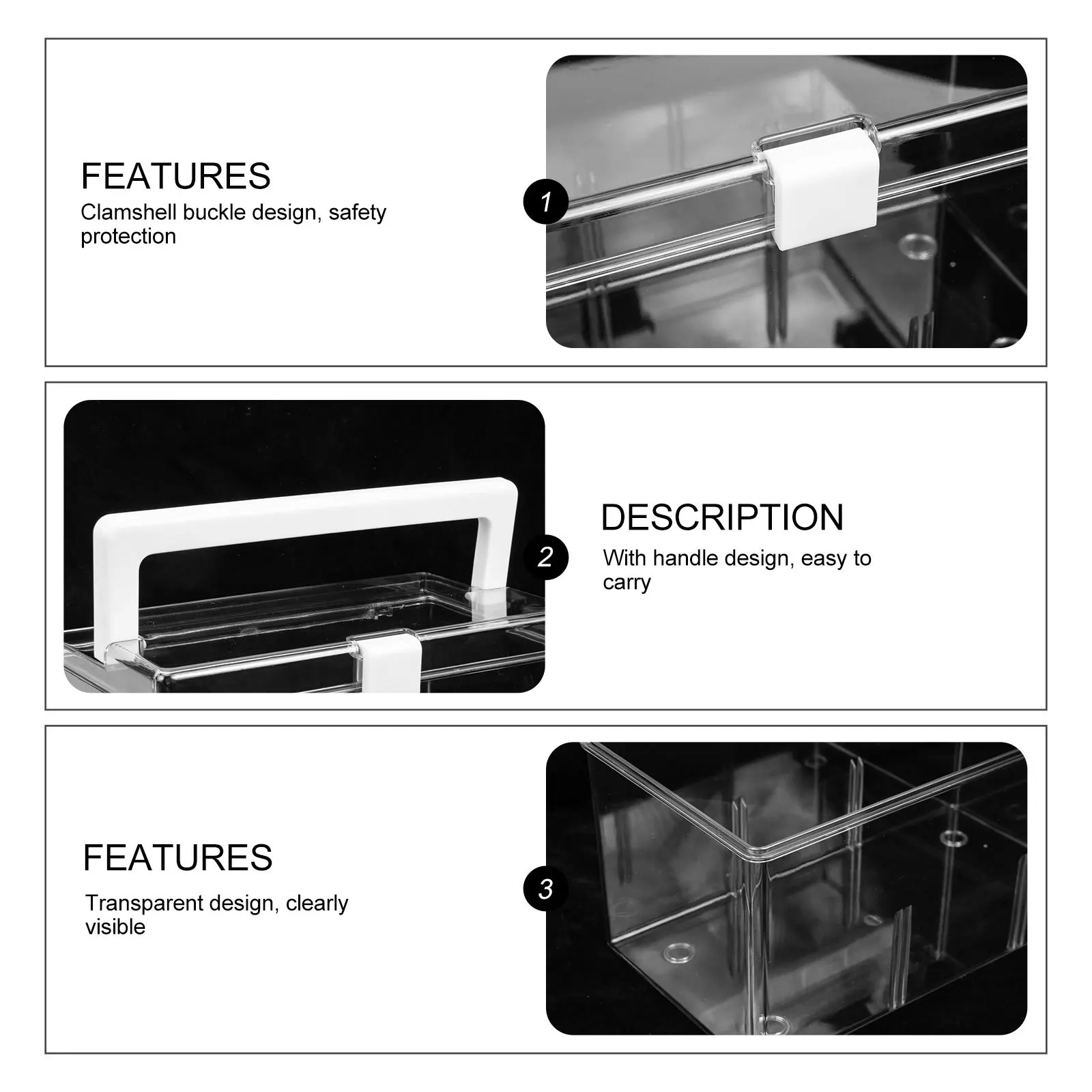 

Plastic Medicine Box Handle First Aid Box Transparent Portable Medicine Storage Organizer Outdoor Travel Case Sundry Organizer