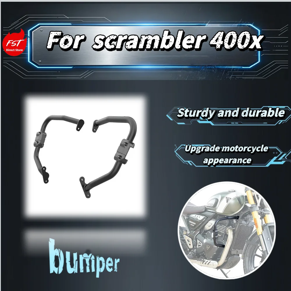 For  Scrambler 400X Sturdy Anti-Fall Frame Guard Bar Engine Crash Bumper Protector Retro Aftermarket Parts