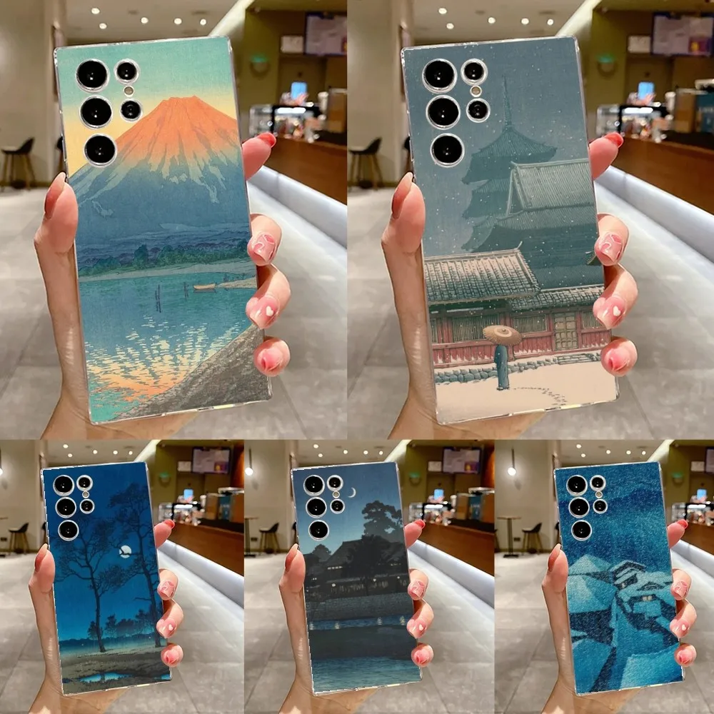 

Japanese painter Hasui Kawase Phone Case For Samsung Galaxy A71,70,52,51,40,31,A50,30S,21S,Note20ultra Transparent Cover