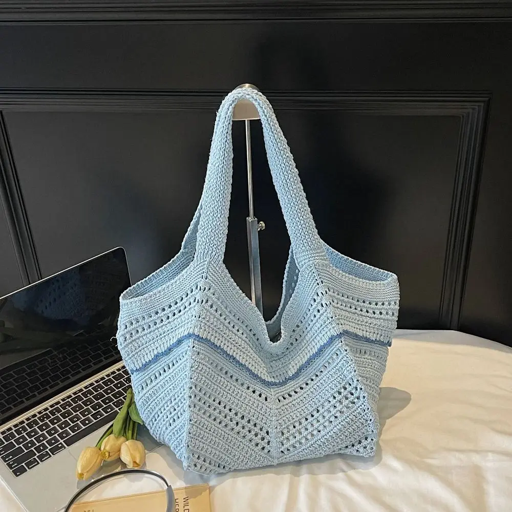 Neue handgemachte Häkeltasche Boho Hohl gestrickte Einkaufstasche Freizeit große Kapazität Weben Umhängetasche Reisen