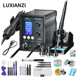 LUXIANZI 8589D+ 2 IN 1 Hot Air Gun Soldering Station With LED Digital Display For BGA PCB IC Repair Tool SMD Rework Station