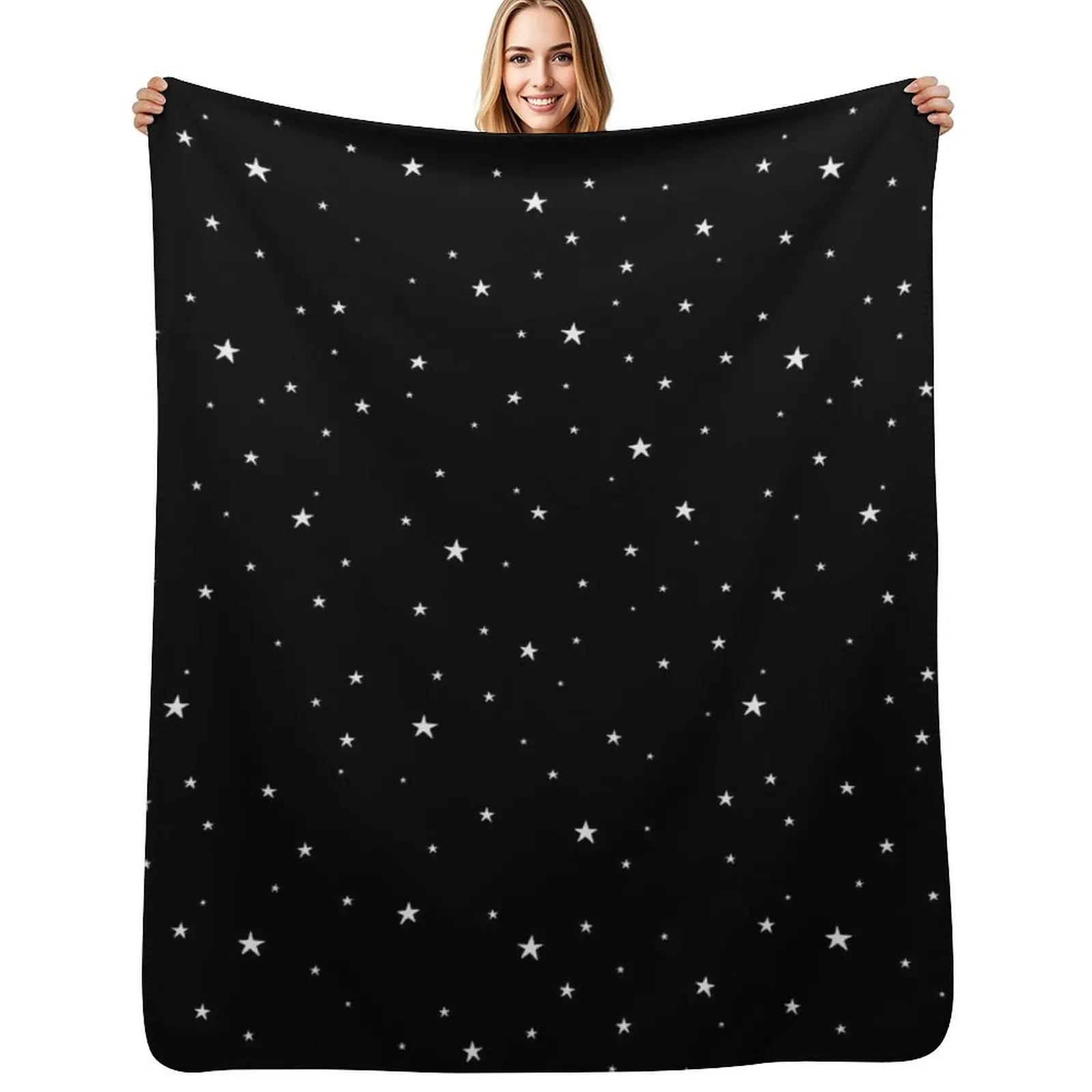 Tiny Stars Dark Throw Blanket Anti Shedding Soft Fuzzy Blanket for Home