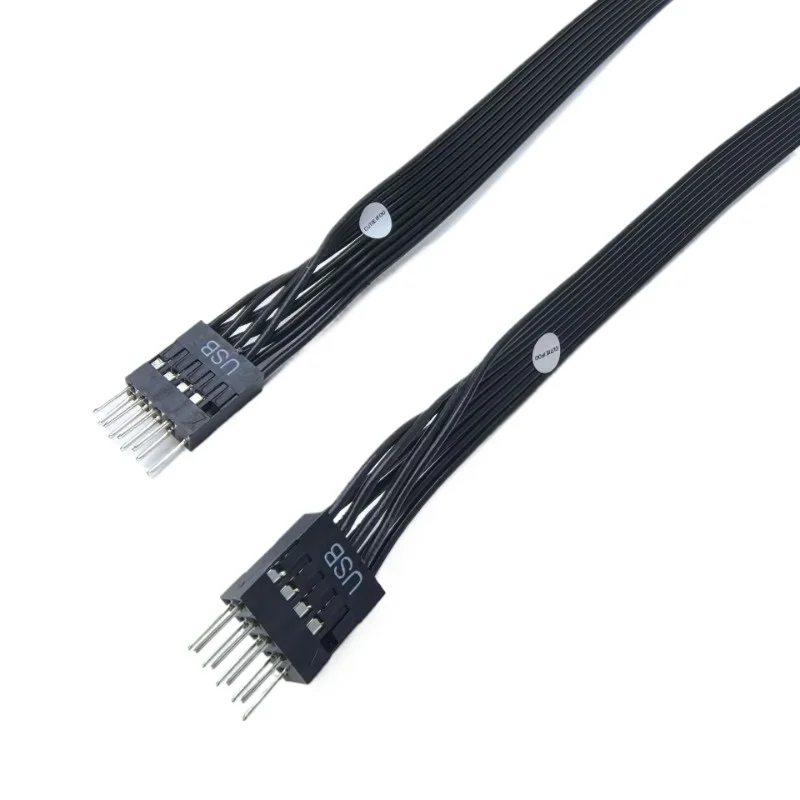 USB 2.0 9Pin Dupont Adapter Data Extension Cable Male to Male Black 50cm