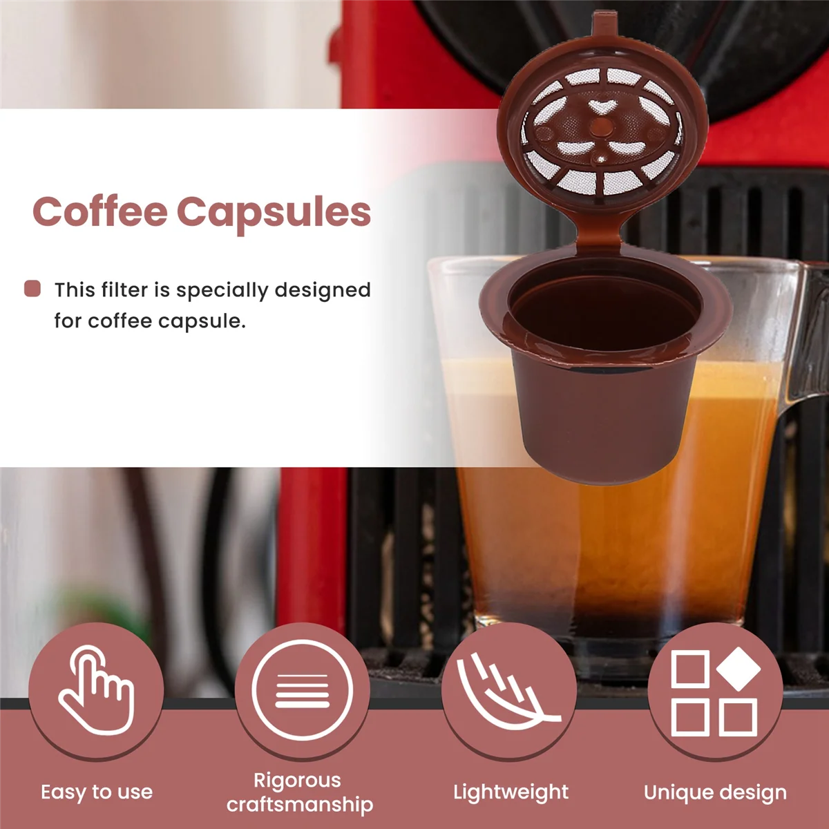 5/ชิ้นตัวกรองสแตนเลสกาแฟนำกลับมาใช้ได้แคปซูลสำหรับเครื่อง Nespresso (B)