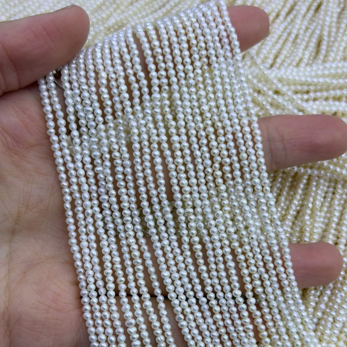 Premium 2-2.5mm Potato-Shaped Natural Freshwater Pearls Through Hole Beads DIY Handmade Necklaces Bracelets Jewelry Accessories