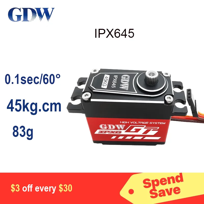 

GDW IPX615 IPX645 45KG Hi-Torque Waterproof IPX8 Digital Brushless Servo For 1/8 1/10 RC Car Off-Road Vehicle TRX4 TRX6 Robot